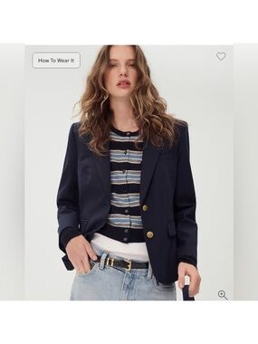 NEW J. Crew École blazer in Italian studio wool blend Navy sz 2 single breasted